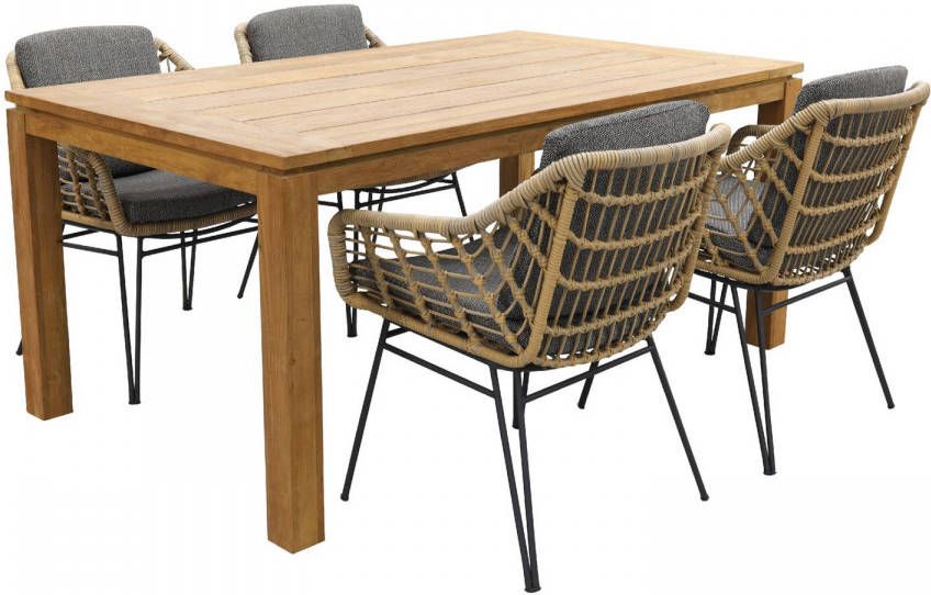 4 Seasons Cottage/Rome teak 170 cm. Natural Brown tuinset online kopen