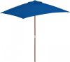 VidaXL Parasol met houten paal 150x200 cm blauw online kopen