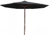 VidaXL Parasol met houten paal 350 cm zwart online kopen