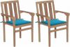 VidaXL Tuinstoelen 2 st met blauwe kussens massief teakhout online kopen