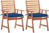 VidaXL Tuinstoelen 2 st met kussens massief acaciahout online kopen