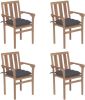 VidaXL Tuinstoelen stapelbaar 4 st met kussens massief teakhout online kopen