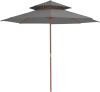 VidaXL Dubbeldekker parasol met houten paal 270 cm antraciet online kopen
