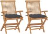 VidaXL Tuinstoelen 2 st met antracietkleurige kussens massief teakhout online kopen