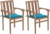 VidaXL Tuinstoelen 2 st met blauwe kussens massief teakhout online kopen