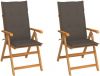 VidaXL Tuinstoelen 2 st met taupe kussens massief teakhout online kopen