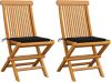 VidaXL Tuinstoelen 2 st met zwarte kussens massief teakhout online kopen