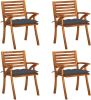 VidaXL Tuinstoelen 4 st met kussens massief acaciahout online kopen