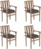 VidaXL Tuinstoelen stapelbaar 4 st met kussens massief teakhout online kopen