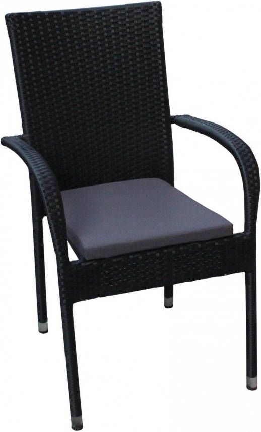 SenS-Line SenS Line Rhodos Stapelstoel Black + Cushion Zwart online kopen