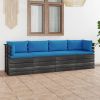 VidaXL Tuinbank 4 zits Met Kussens Pallet Massief Grenenhout online kopen