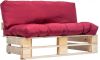 VidaXL Tuinbank pallet met rode kussens grenenhout online kopen