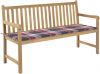VidaXL Tuinbank met rood geruit kussen 150 cm massief teakhout online kopen