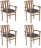 VidaXL Tuinstoelen stapelbaar 4 st met kussens massief teakhout online kopen